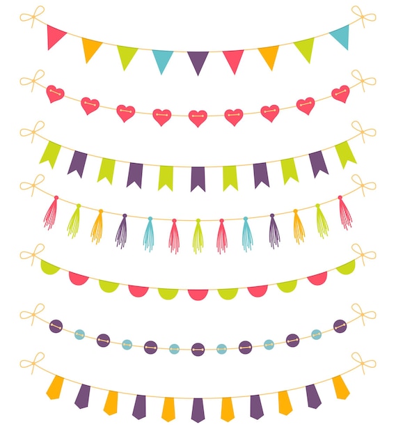 Set of colorful garlands, vector illustration