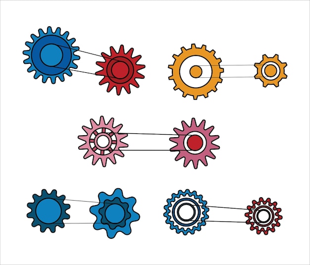 カラフルなギアのベクトルのセット