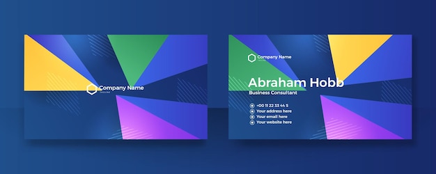 Set of colorful geometric business card design template background
