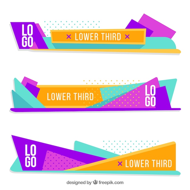 Vector set of colorful geometric lower thirds