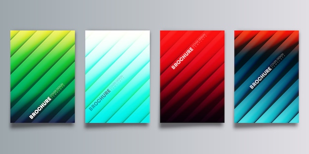 Set of colorful gradient cover with line shadows