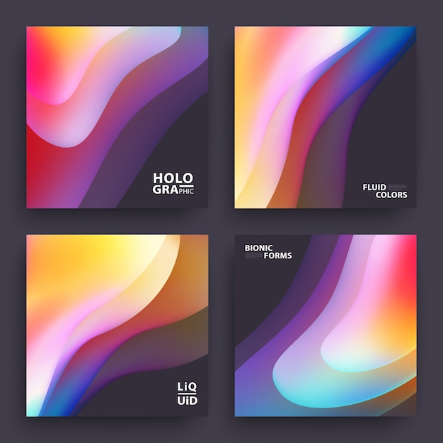 Set of colorful gradient wavy backgrounds