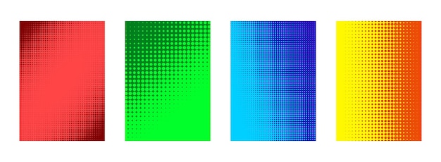 Set of colorful halftone pattern poster backgrounds