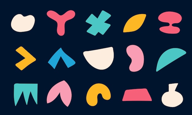 色とりどりの手で描かれた様々な形状形状物体のセット