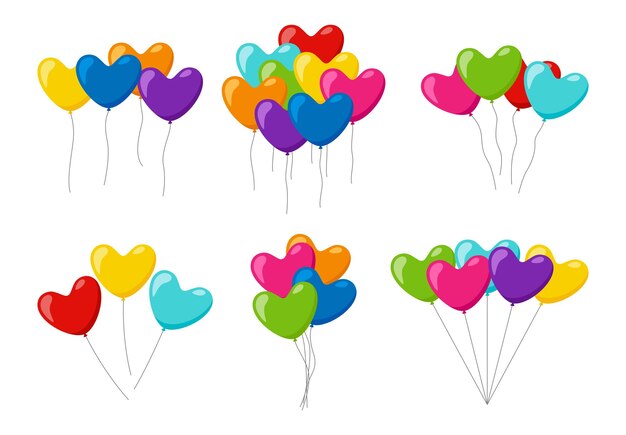 Set of colorful helium balloons