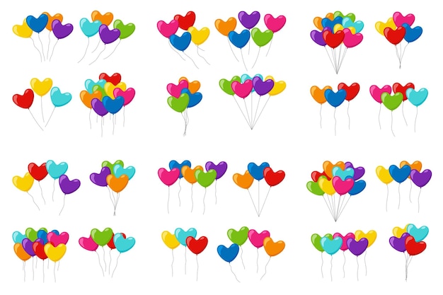 Set of colorful helium balloons