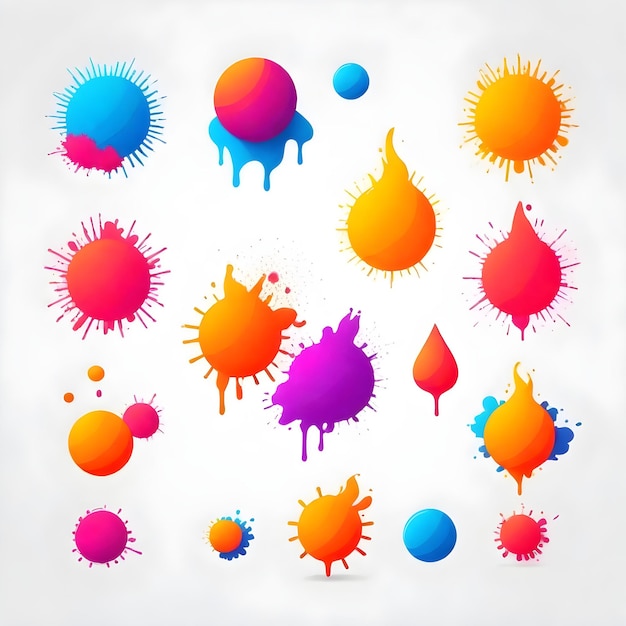 Vector set of colorful holi design elements on white background