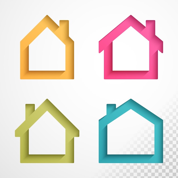 Set of colorful houses icons