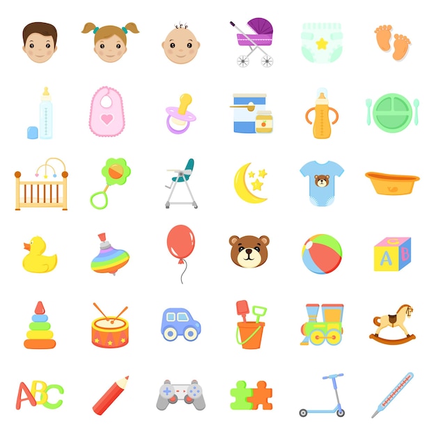 Vector set of colorful icons for children