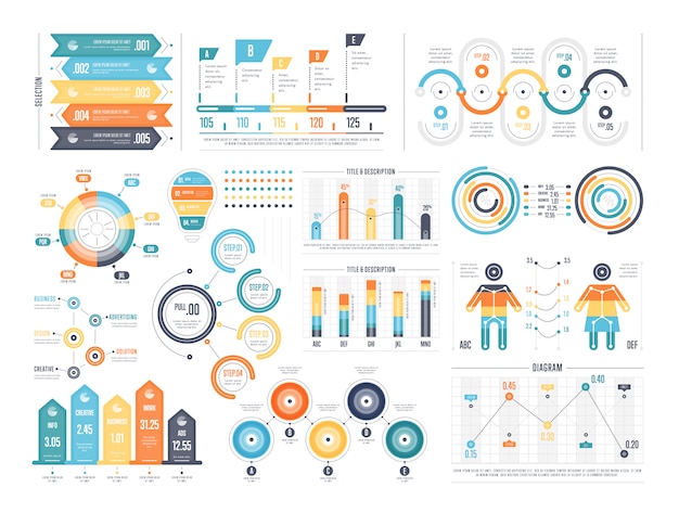 Vector set of colorful infographic diagrams