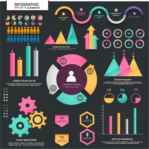 Vettore set di elementi infographic variopinti