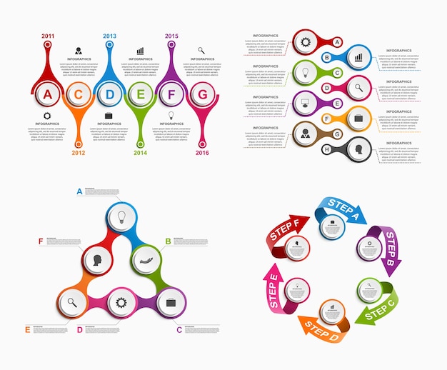 Set colorful infographics in the form of metabolic.