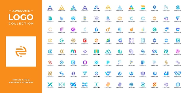 カラフルな頭文字 a から z のロゴ デザイン テンプレートのセット