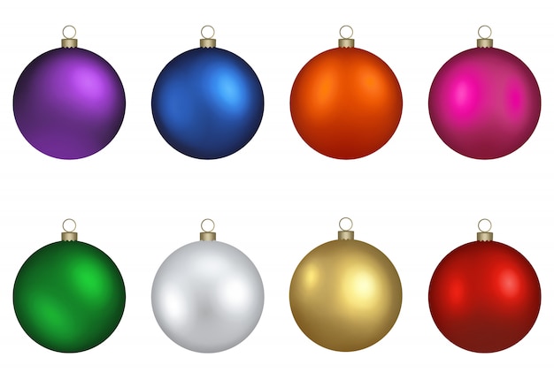 Set of colorful isolated christmas balls