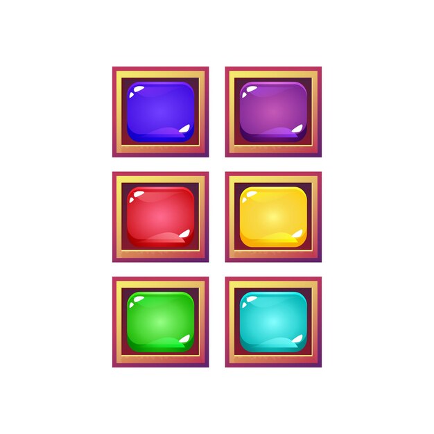 Vector set of colorful jelly game ui