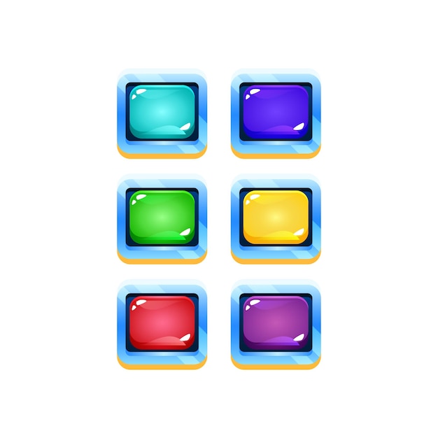 Vector set of colorful jelly game ui