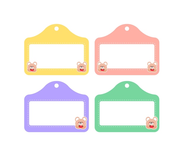 Vector a set of colorful labels with a mouse on them