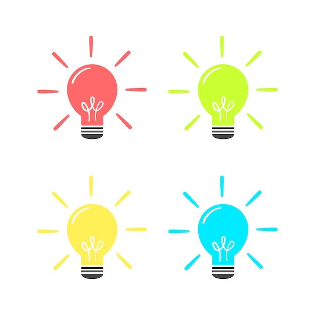 A set of colorful light bulb icon