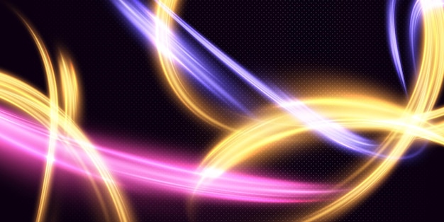 A set of colorful lights with a black background