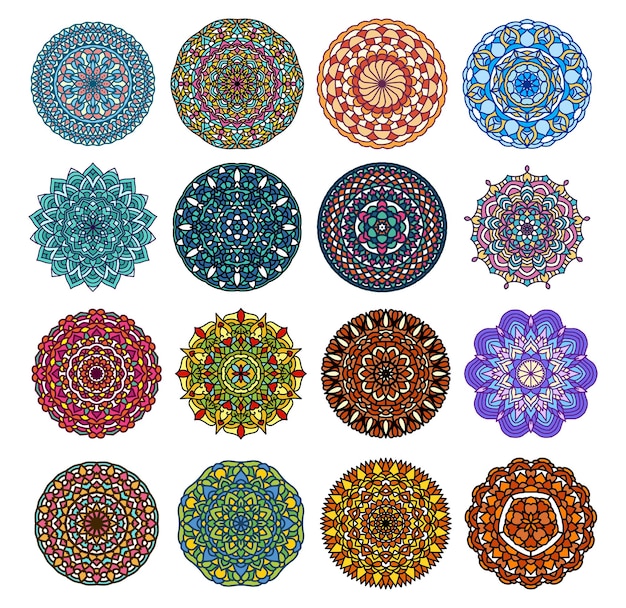 Set of Colorful Mandala design Big collection of mandala patterns decoration