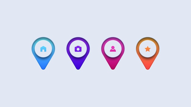 Set di icone colorate mappa pin