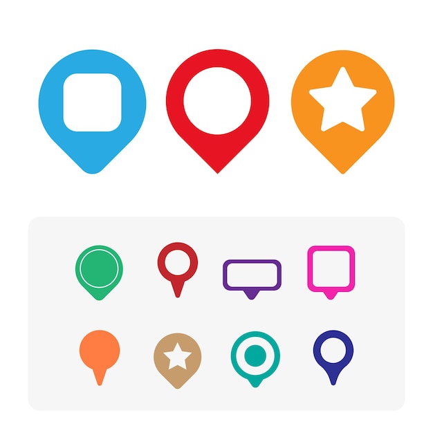 Set colorful map pointer location pin icon marker vector illustration