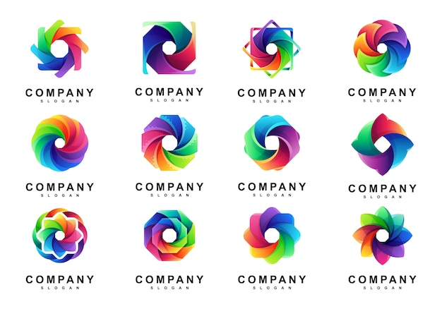 Vector set of colorful media circle logo