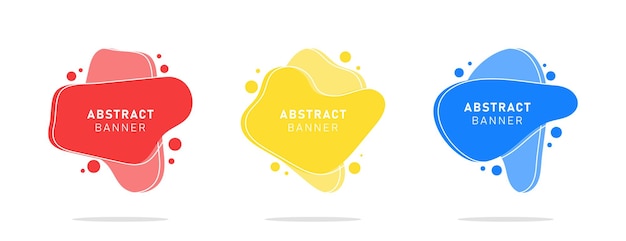 Set of colorful modern flat abstract liquid blob banner