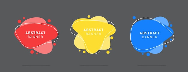 Set of colorful modern flat abstract liquid blob banner