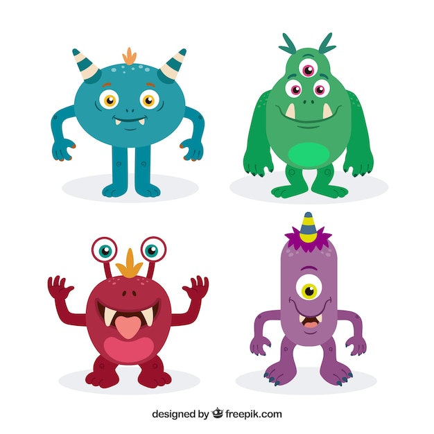 Set of colorful monsters 