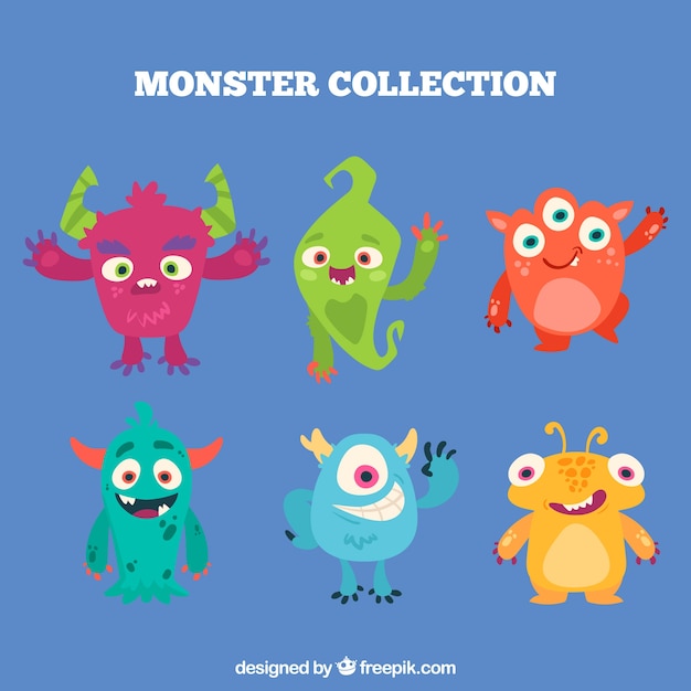 Set of colorful monsters