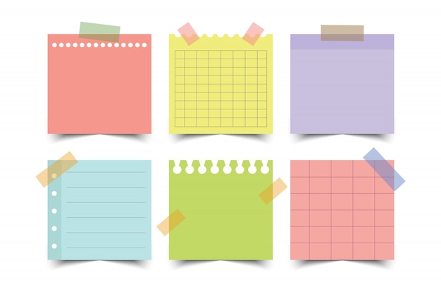 Vector set of colorful note papers. illustration.