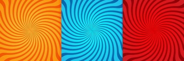 Set of colorful optic illusion background