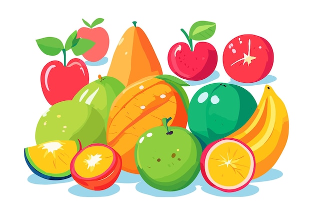 Set of colorful organic fruit vector collections