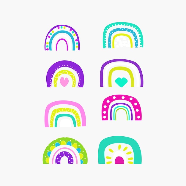 Vettore set di illustrazione arcobaleno organico colorato