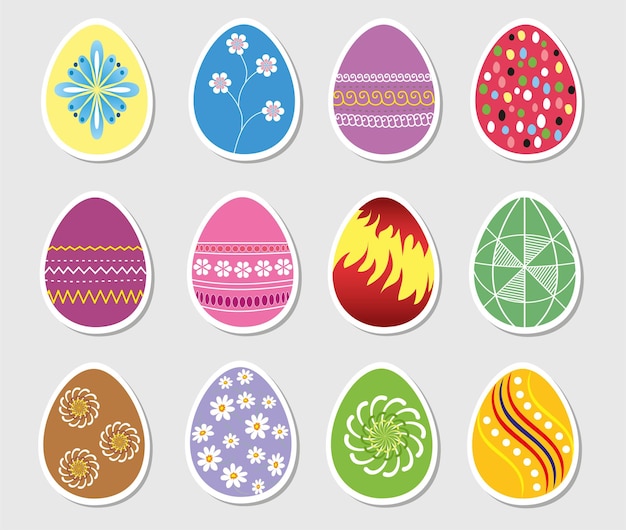 Set of colorful painted easter eggs