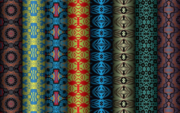 A set of colorful patterns for the collection of textile seamless geometric repeated patterns desig