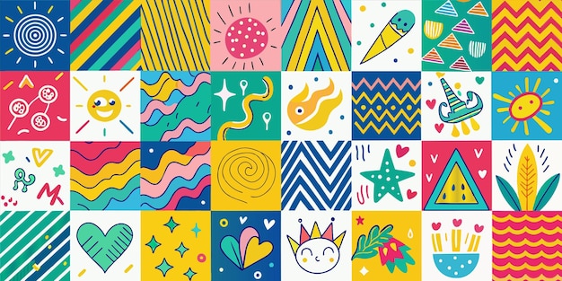 Vector a set of colorful patterns with the word abstract on them