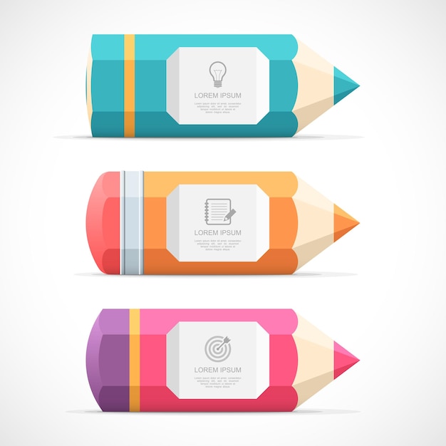 Set of colorful pencil banners