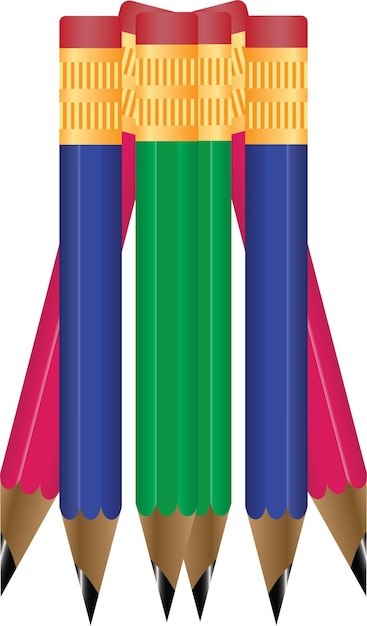 カラフルな鉛筆ベクトルイラストのセット