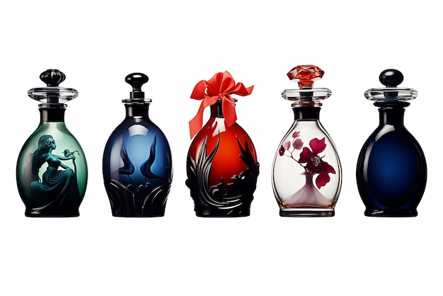 Set of colorful perfume bottles vector illustration in cartoon style
