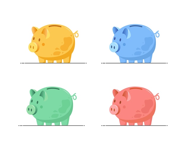 Set of colorful piggy banks Financial symbol Save money concept Investments in future