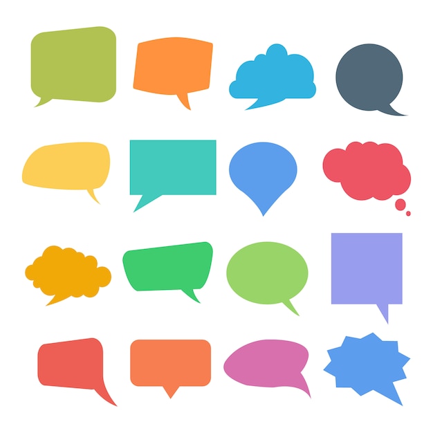 Vector set of colorful quote or speech bubbles