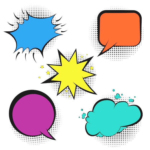 Set of colorful retro speech bubbles