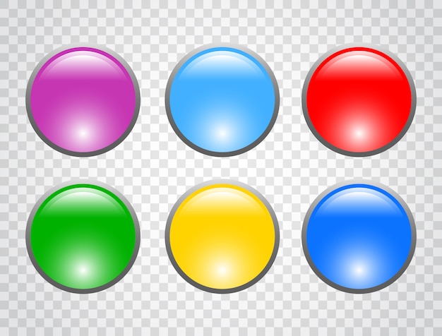 Set of colorful round buttons