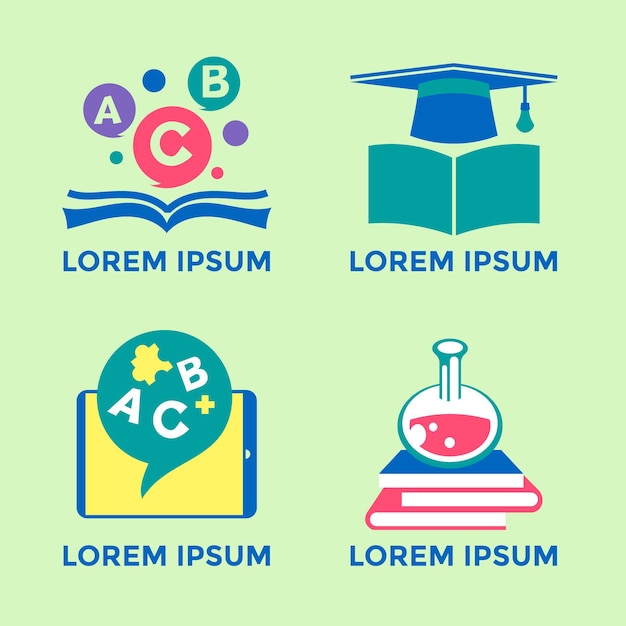 Vector set of colorful school badge and education