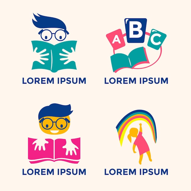 Vector set of colorful school badge and education