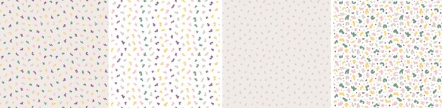 カラフルなシームレスパターンのセット明るい抽象的な形
