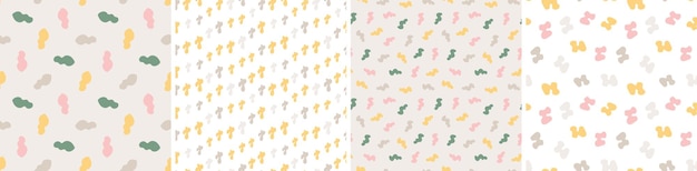 Vector set of colorful seamless patterns bright abstract shapes