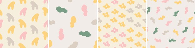 Vector set of colorful seamless patterns bright abstract shapes